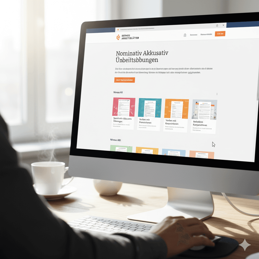 Digital dashboard for downloading Bernd's German grammar worksheet collections