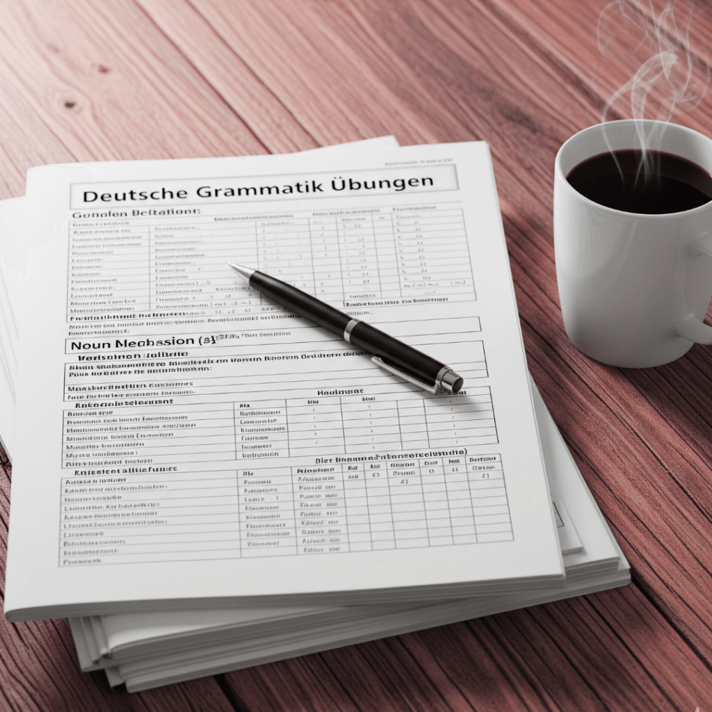 Detailed exercises for mastering complex structures in advanced German grammar with precision.