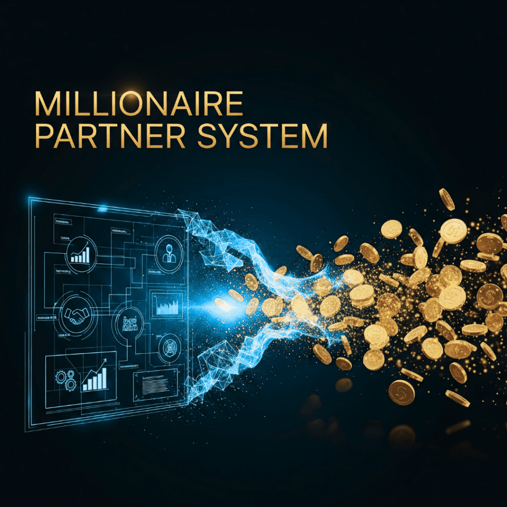 The Millionaire Partner System 2026 framework: A high-tech visual of the automated income system driving wealth and financial growth.