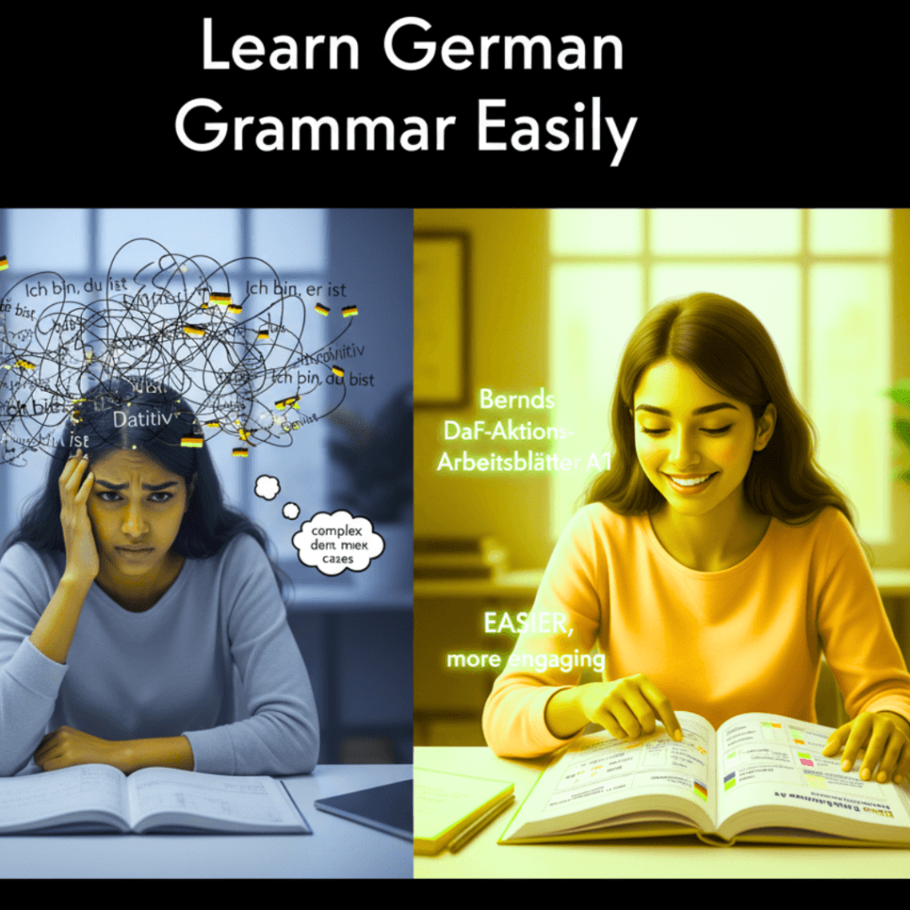 Learning German grammar worksheet vs traditional complex methods comparison
