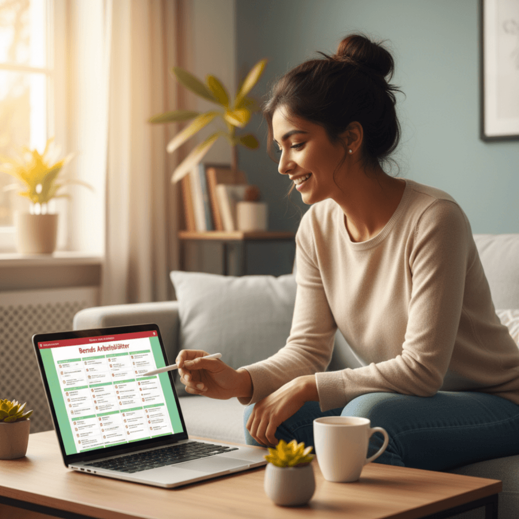 B1 level German grammar worksheet study on laptop for advanced mastery