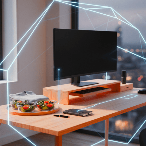 The Willpower Blueprint: Implementing Choice Architecture by setting up an organized, clutter-free desk and healthy meal prep to eliminate decision fatigue and boost productivity.