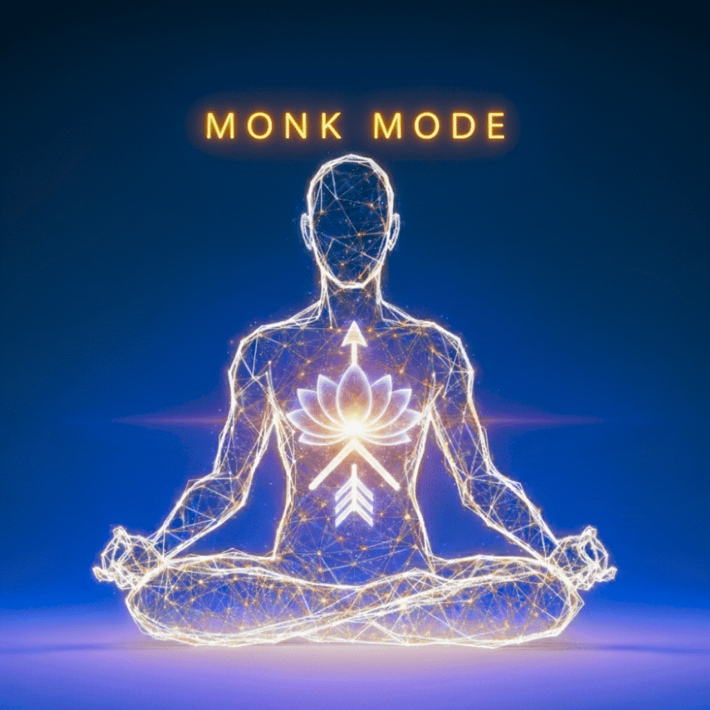 Monk Mode: Digital representation of a person meditating to achieve deep focus.