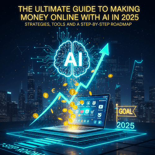 The Ultimate Guide to Making Money Online with AI in 2025, displaying an AI-generated business strategy.