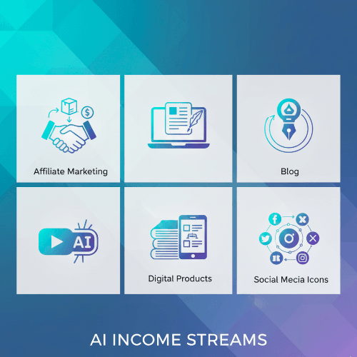 AI Marketers Club breakdown of multiple AI income streams including affiliate marketing and digital products.