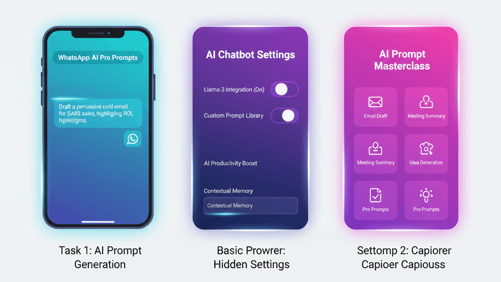 Visual guide of WhatsApp AI chatbot features and smart messaging interface 2026