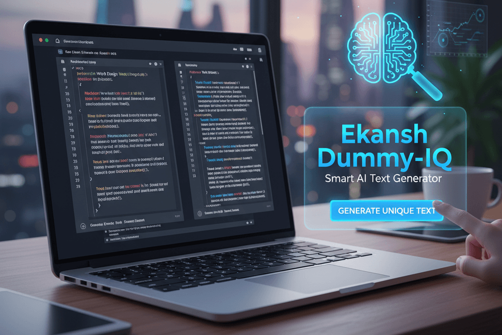 Ekansh Dummy-IQ - AI Dummy Text Generator for Modern Web Development and Design with Code Editor