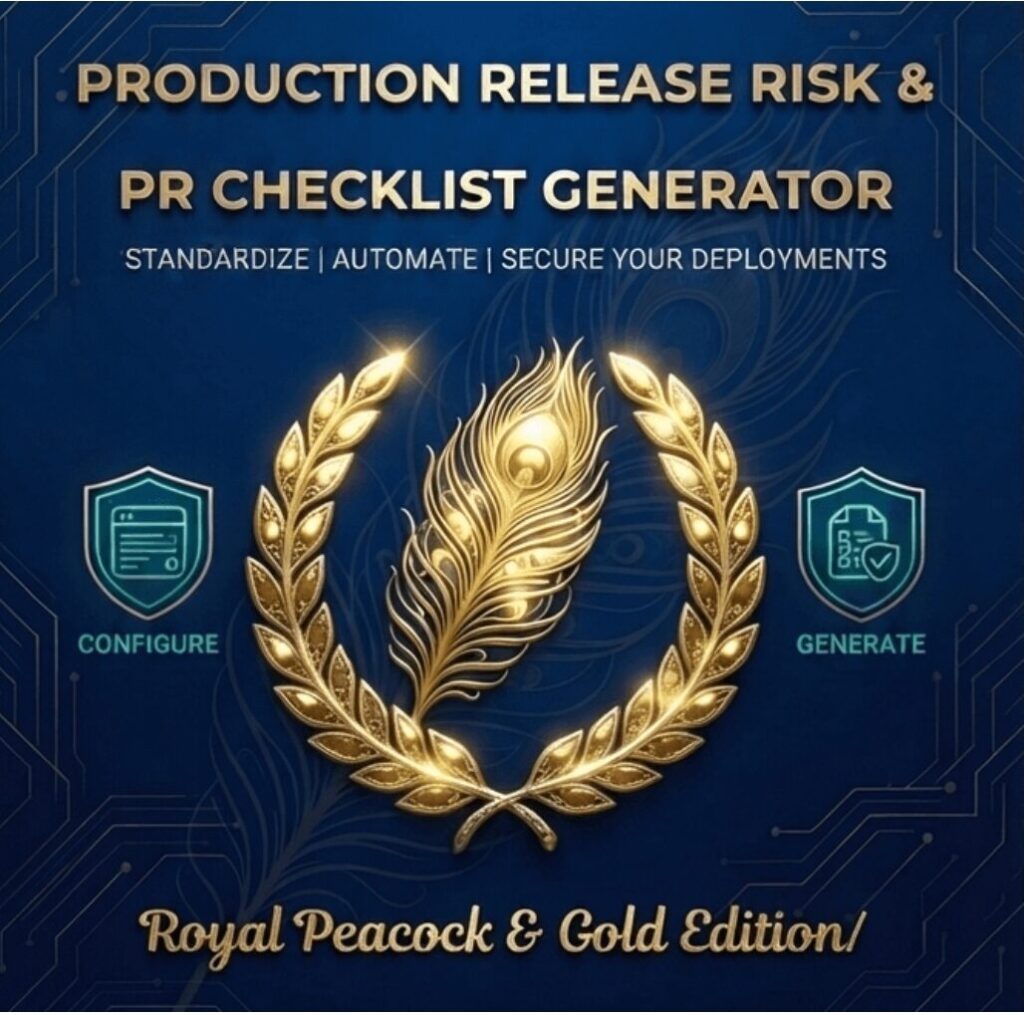 Production Release Risk & PR Checklist Generator Royal Peacock Edition Banner